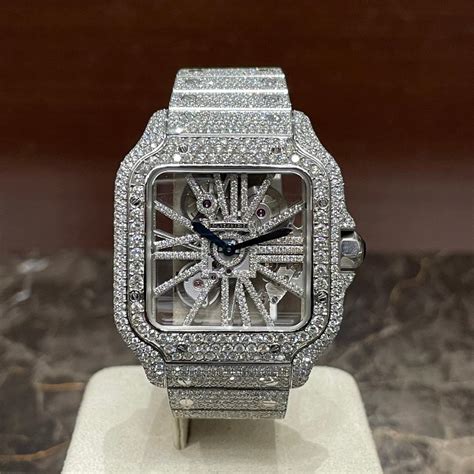 cartier santos skeleton price|cartier santos iced out.